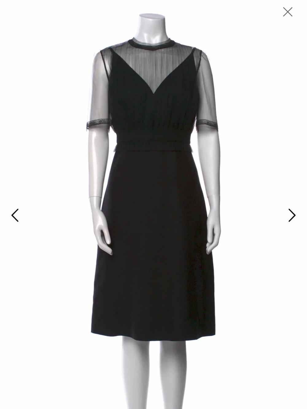 Valentino Black Sheer Yoke Midi Dress
